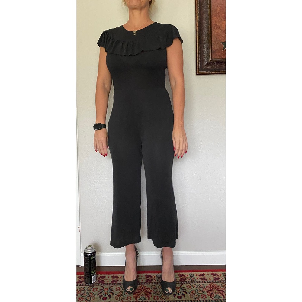 Mo:Vint Black Sheer Collarbone Jumpsuit - Picture 6 of 14